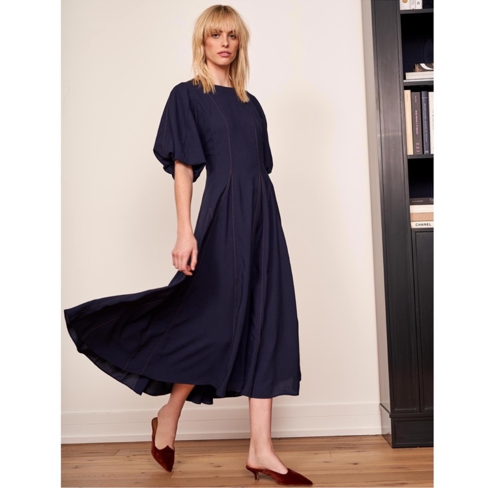 NWT La Ligne Edith Navy Blue Midi Dress